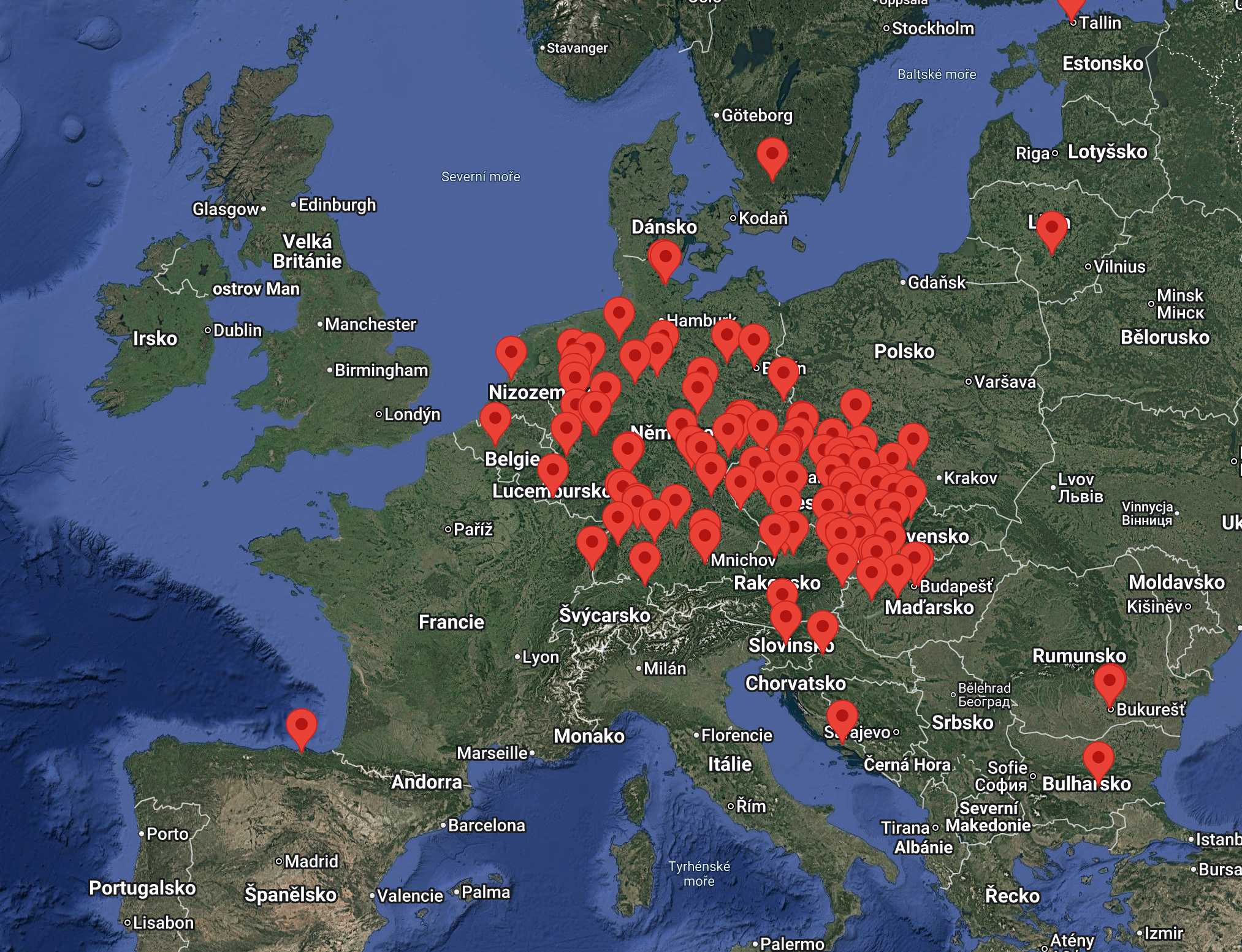 Mapa partnerů POLAK CZ v zahraničí